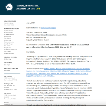 ILRC Comments on USCIS’s Revisions to Forms I-864, I-864A and I-864 EZ ...